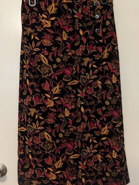 Christopher & Banks black floral wrap midi‎ skirt Size 4